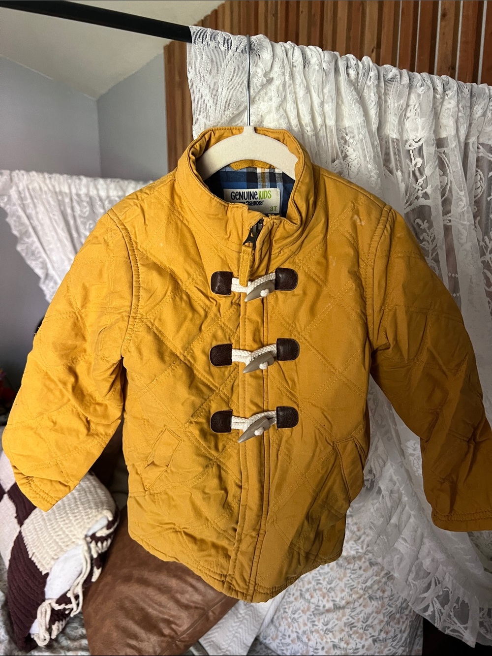 Genuine Kids Mustard Quilted Toggle Puffer Jacket for Kids